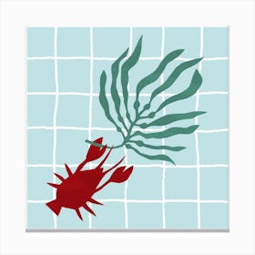 Lone Lobster Square Canvas Print