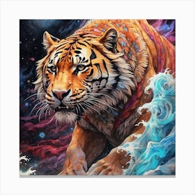 Tiger In The Ocean Canvas Print