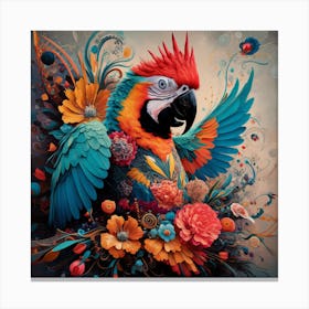 A Captivating And Vivid Painting Of A Majestic Parrot 2 Canvas Print