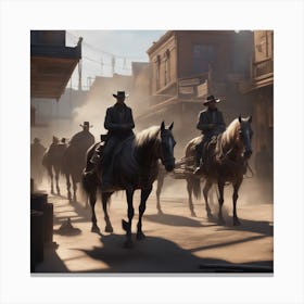 Western Town In Texas With Horses No People Sharp Focus Emitting Diodes Smoke Artillery Sparks (1) Canvas Print