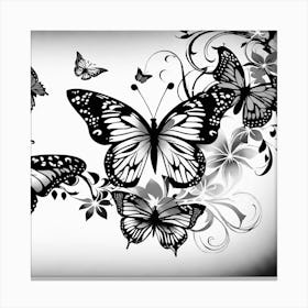 Black And White Butterflies 16 Canvas Print