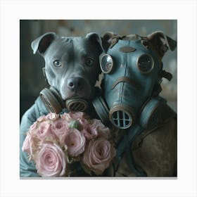 Gas Masks And Roses Canvas Print