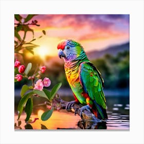 Sunset Tropical Rainbow Lorikeet Canvas Print