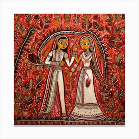Indian Wedding By artistai Expressionism Painting, Acrylic On Canvas Canvas Print