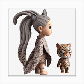 Tiger And A Girl Canvas Print