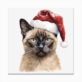 Siamese Cat In Santa Hat 7 Canvas Print
