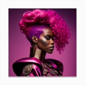 Portrait Of A Black Woman With Pink Hair Canvas Print