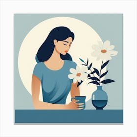 Woman With Flowers Canvas Print