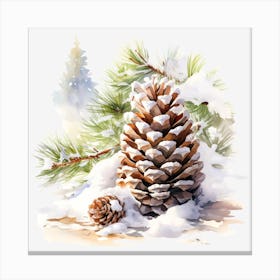 Snowy Pine Cones Canvas Print