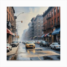 Wet Street of Brooklyn Canvas Print