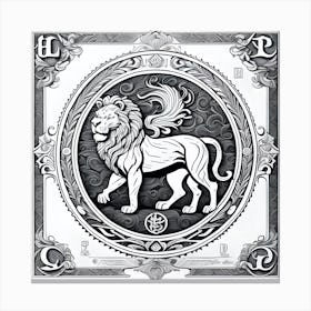 Lion Motif Crest Vintage Classic Poster Canvas Print