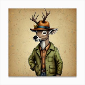 Deer In A Hat 1 Canvas Print