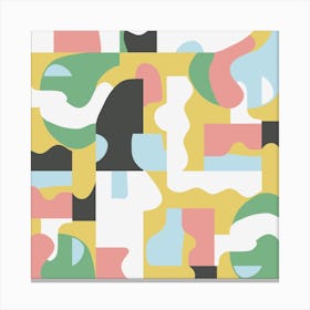 Organic Matisse Blocks Pink Mustard Square Canvas Print