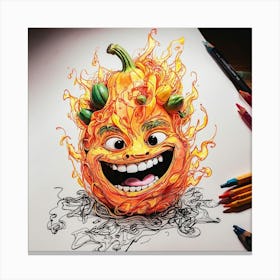 Flaming Pumpkin Canvas Print