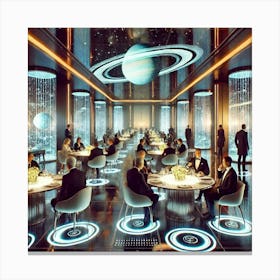 A Futuristic Restaurant Scene Showcasing Its Elite Canvas Print