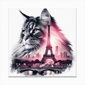 Maine Coon Сat silhouette Canvas Print