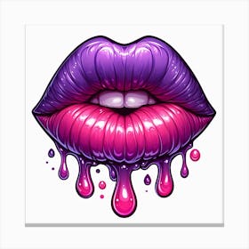 Plump lips drippy kiss 2 Canvas Print