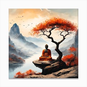 Buddha Painting Landscape (15) Canvas Print