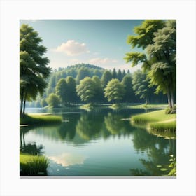 Lake In The Forest 3 Canvas Print