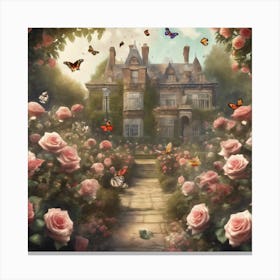 Roses And Butterflies Canvas Print