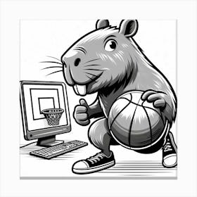 Beaver Playing Basketball 2 Canvas Print
