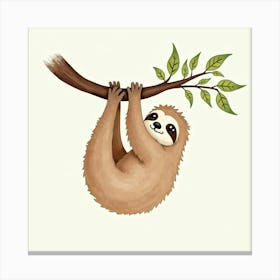 Sloth Hanging On A Branch Canvas Print