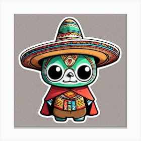 Mexican Sombrero And Pancho Sticker 2d Cute Fantasy Dreamy Vector Illustration 2d Flat Center (63) Canvas Print