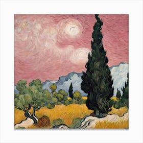 Pink Sky Van Gogh Style Canvas Print