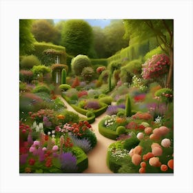 An Image Of A Picturesque Garden Adorned With Diverse, Vibrant Flowers In Full Bloom 3 Canvas Print