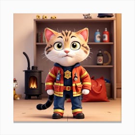 Firefighter Cat Canvas Print