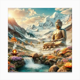 Buddha Ponders the Mountain's Mysteries Canvas Print