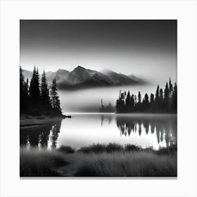 Black And White Mountain Landscape 8 Canvas Print