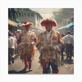 Men In Traditional Costumes Canvas Print