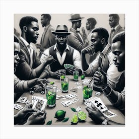'Black Men Playing Poker' Canvas Print