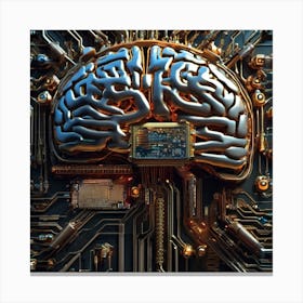 Brain On Circuit Board Canvas Print