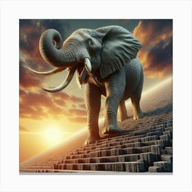 Elephant On A Stairway Canvas Print