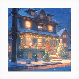 Christmas Decorated Home Outside Golden Ratio Fake Detail Trending Pixiv Fanbox Acrylic Palette (5) Canvas Print