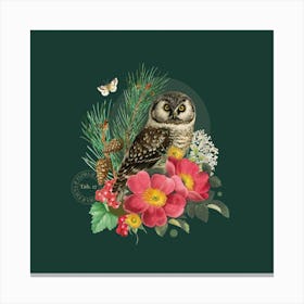 Flora & Fauna with Boreal Owl 1 Canvas Print
