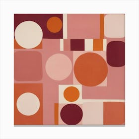 Mid Century Circles And Squares In Pink Orange And Bur 1 Canvas Print