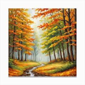 Forest In Autumn In Minimalist Style Square Composition 209 Canvas Print