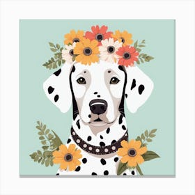 Floral Baby Dalmatian Dog Nursery Illustration (16) Canvas Print