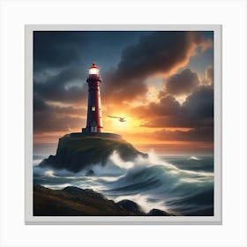 Lighthouse At Sunset Canvas Print