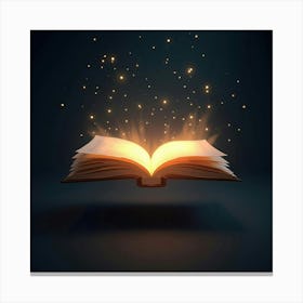 A Glowing Book Floating In The Air, Its Pages Turning Slowly 1 Canvas Print