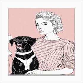 Girl With Dog Canvas Print