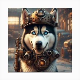 Steampunk Husky  Canvas Print