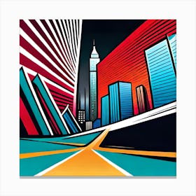 New York City Canvas Art, Colorful Street, Abstract Art, Digital Art Print, Funky Street Design Canvas Print