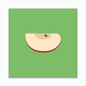 Red Apple Slice Icon In Flat Design Canvas Print