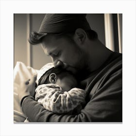 Father Kisses His Baby Canvas Print