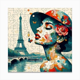 Abstract Puzzle Art French woman in Paris 2 Canvas Print