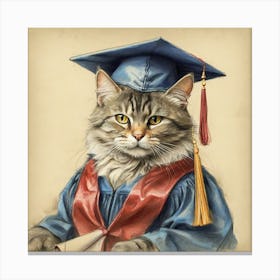 Graduation Cat 6 Canvas Print